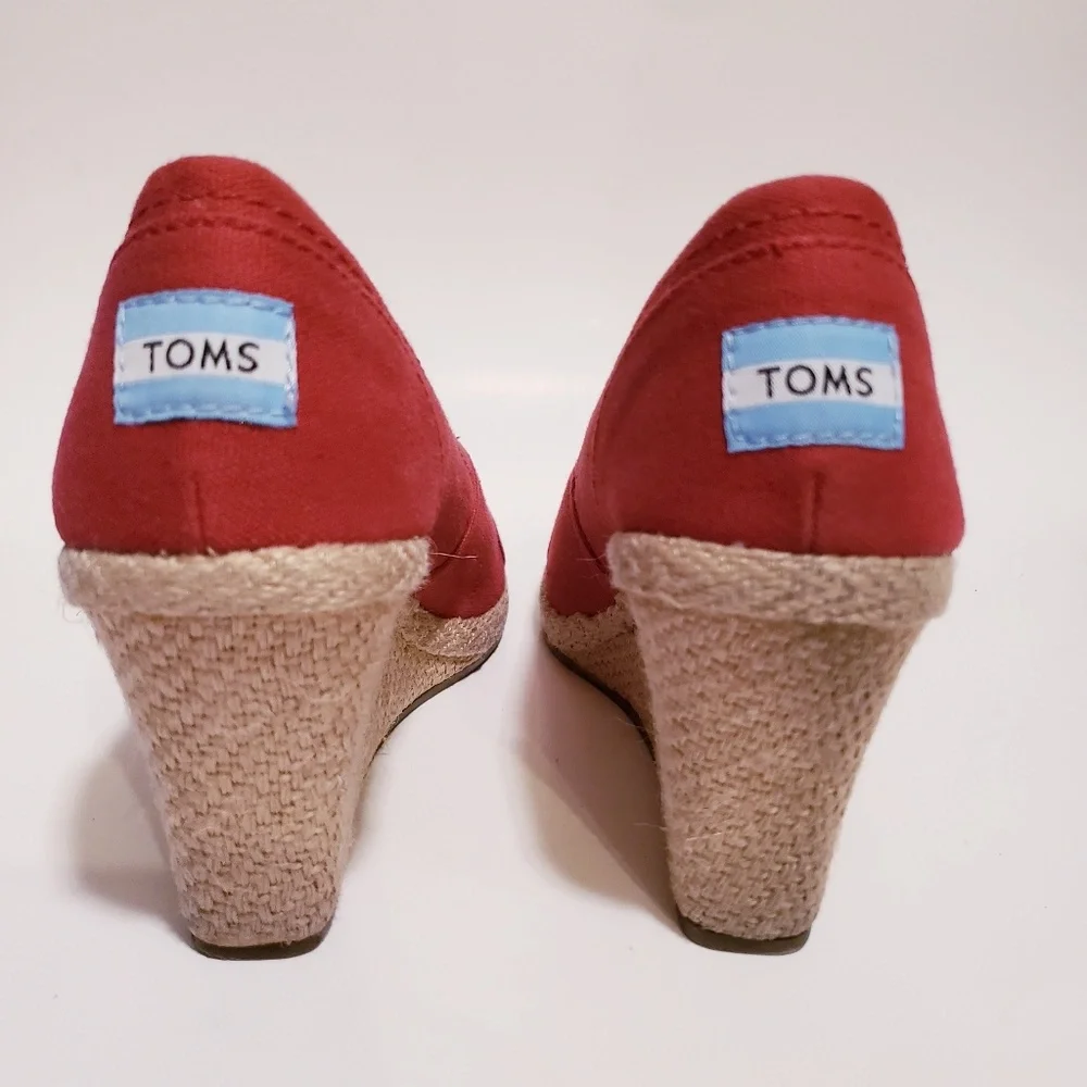 Toms classic Crosshatch Women's Wedges pump sandals 9.5 Red